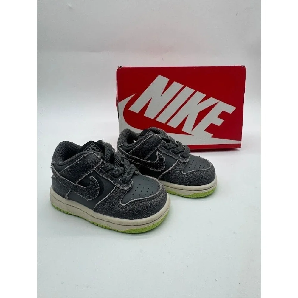Nike Dunk Low Halloween Toddler Iron Grey Scream Green DQ6217-001 Size 3C Mens